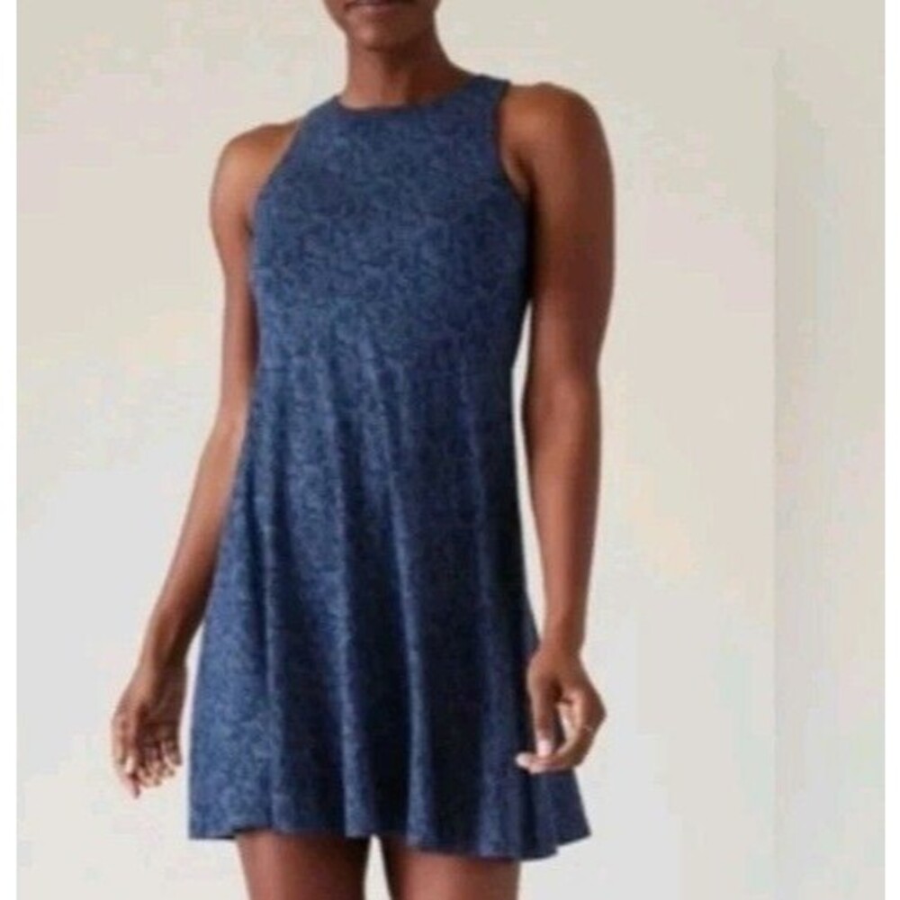 ATHLETA Santorini Thera Printed Dress Traverse Geo Navy Fit and Flare Women's Xs
